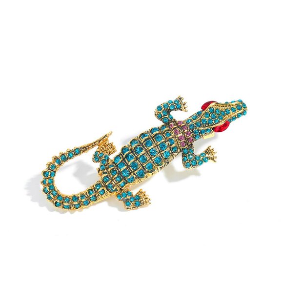 NWT Lizard Brooch Lizard Pin Reptile Brooch Reptile Pin Lizard Rhinestone Brooch - Picture 7 of 7